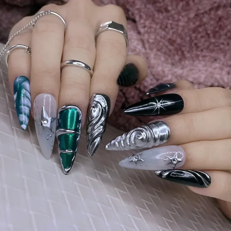 press on nails, custom press on nails, fake nails, Nails Art, stained glass nails, gold press on nails, 3d press on nails, luxury press on nails, handmade press on nails