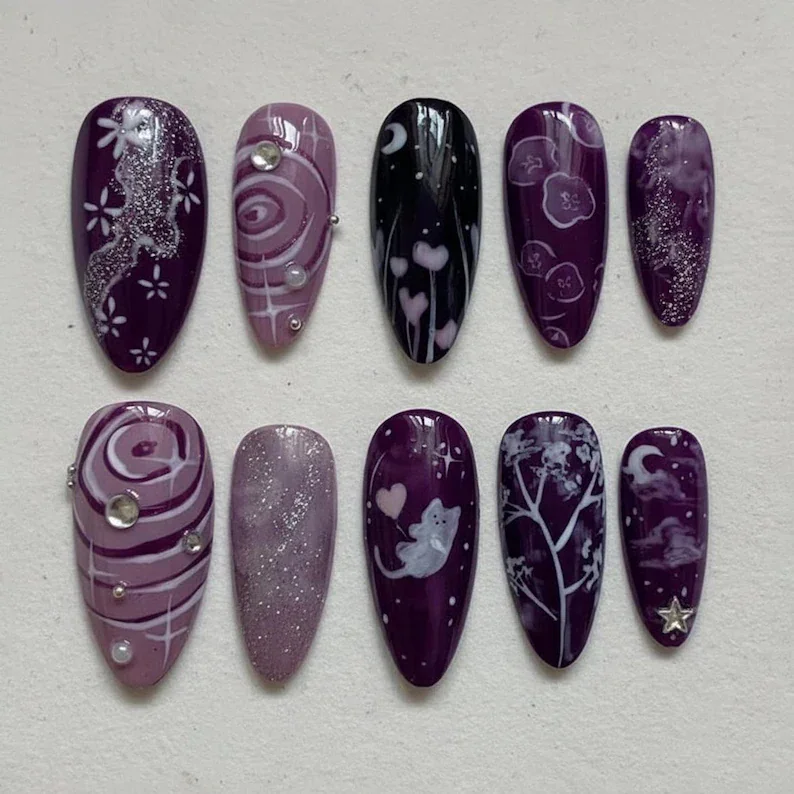 press on nails, custom press on nails, fake nails, Nails Art, stained glass nails, gold press on nails, 3d press on nails, luxury press on nails, handmade press on nails