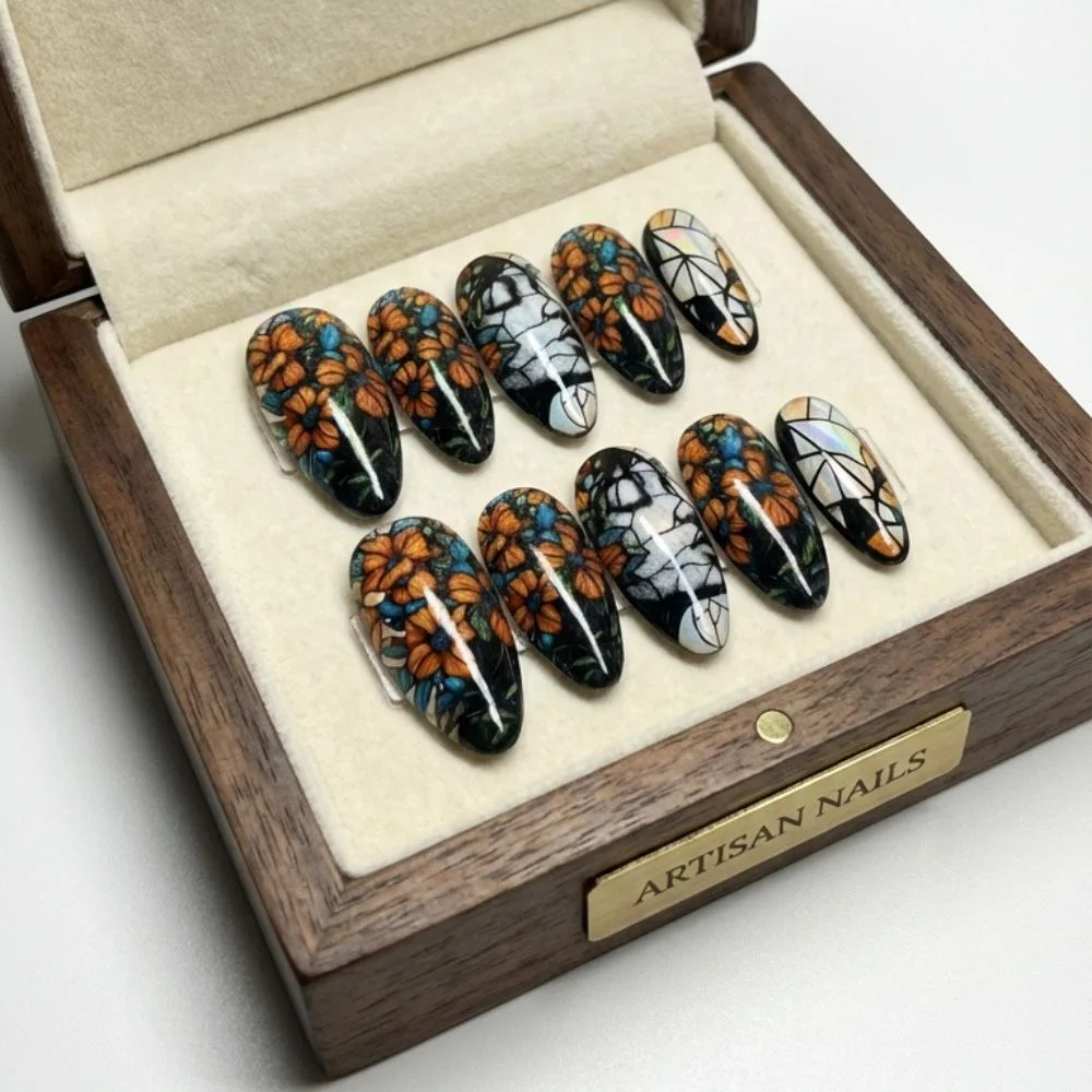 press on nails, handmade nail set, custom press on nails, fake nails, Nails Art, stained glass nails, gold press on nails, 3d press on nails, luxury press on nails, handmade press on nails