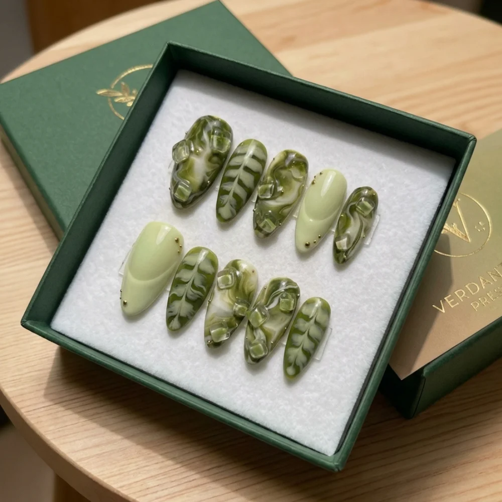 aesthetic nails, matcha latte press, press on nails, custom press on nails, fake nails, Nails Art, stained glass nails, gold press on nails, 3d press on nails, luxury press on nails, handmade press on nails