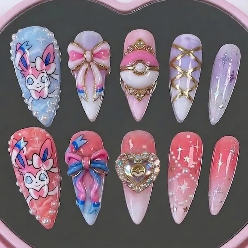 press on nails, custom press on nails, fake nails, Nails Art, stained glass nails, gold press on nails, 3d press on nails, luxury press on nails, handmade press on nails
