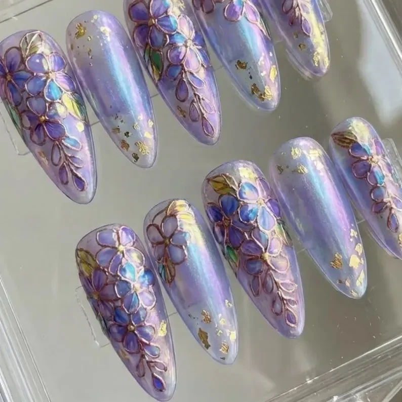 floral nail art, cat eye nails, press on nails, custom press on nails, fake nails, Nails Art, stained glass nails, gold press on nails, 3d press on nails, luxury press on nails, handmade press on nails