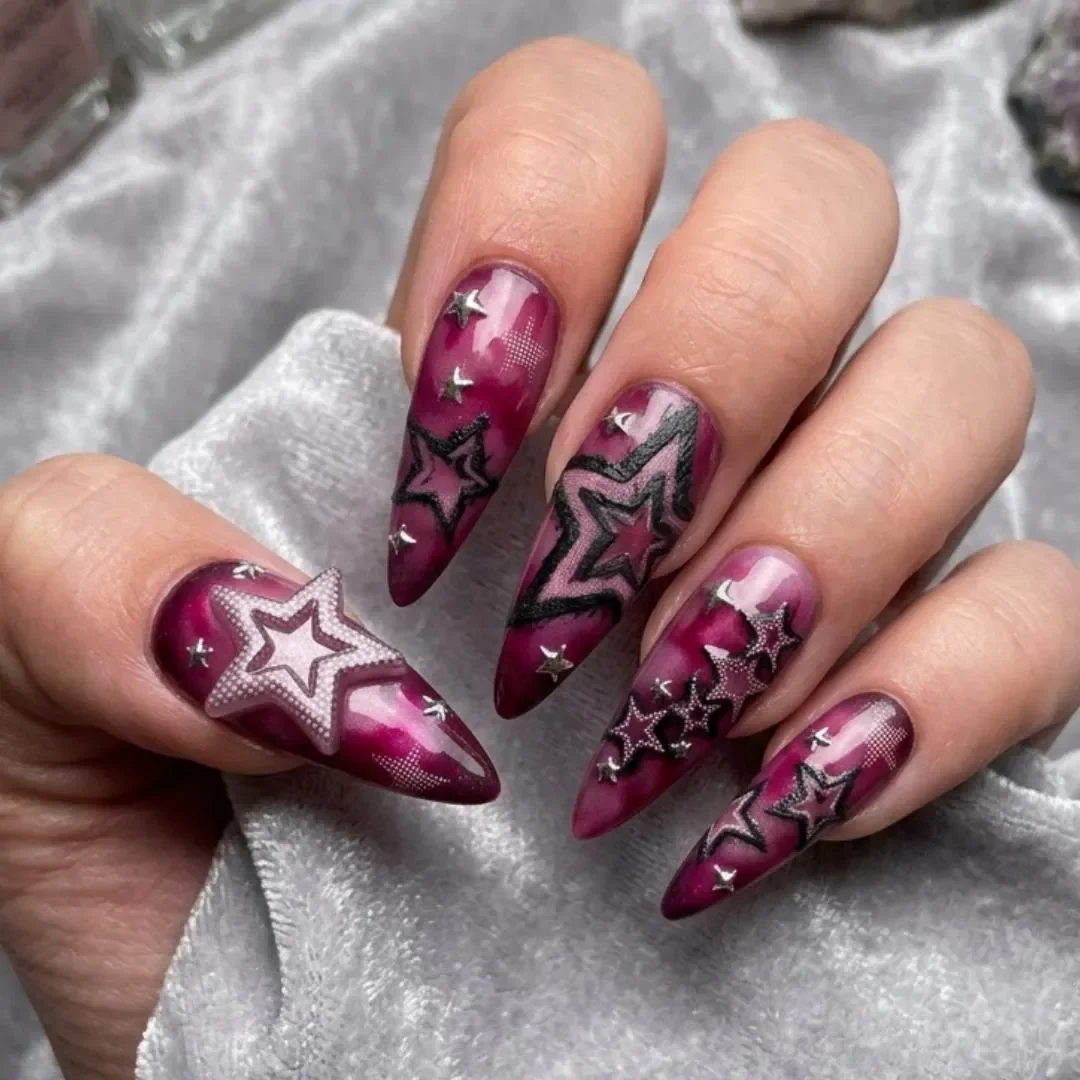 press on nails, grunge aura nails, custom press on nails, fake nails, Nails Art, stained glass nails, gold press on nails, 3d press on nails, luxury press on nails, handmade press on nails