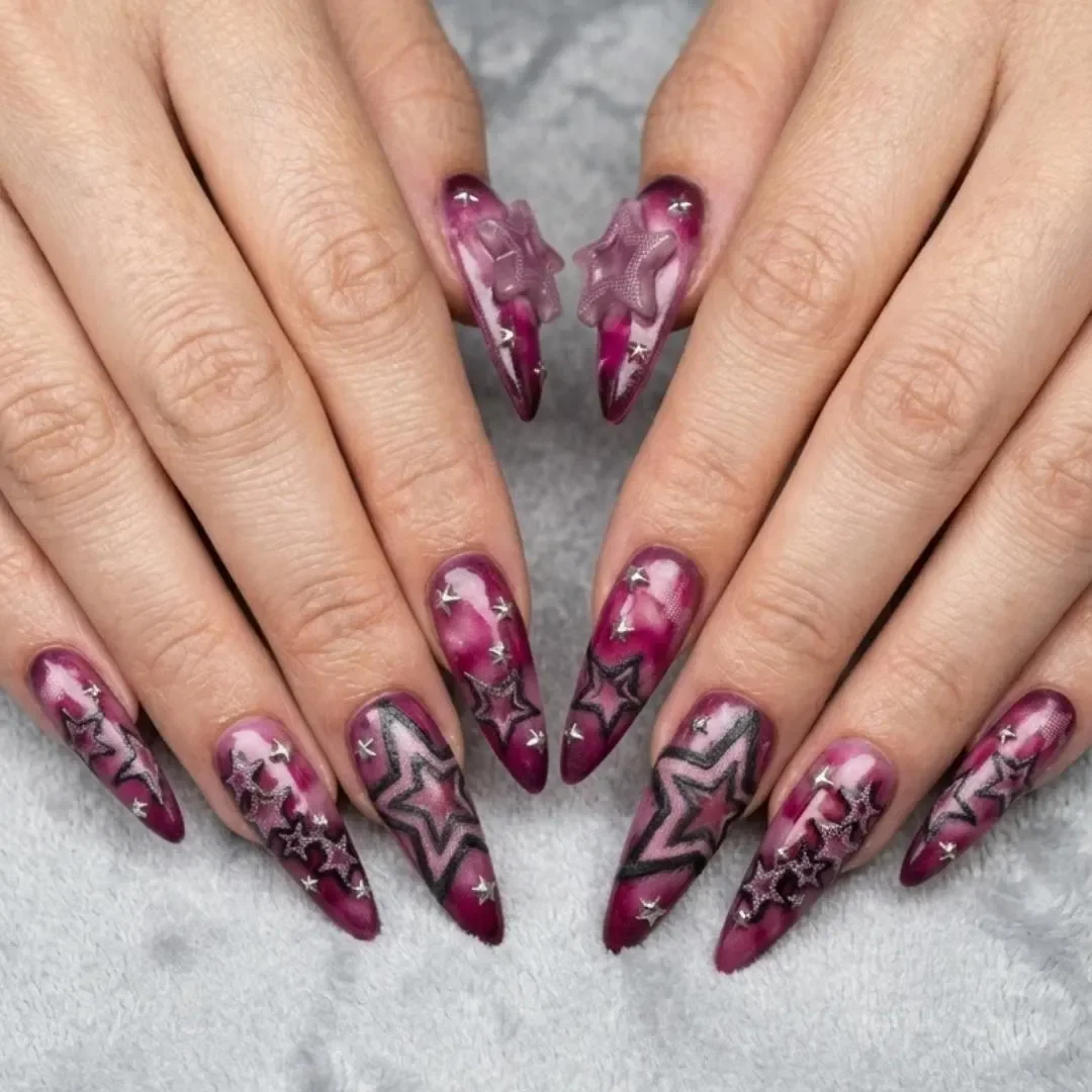 y2k cyber nails, stiletto press ons, press on nails, custom press on nails, fake nails, Nails Art, stained glass nails, gold press on nails, 3d press on nails, luxury press on nails, handmade press on nails