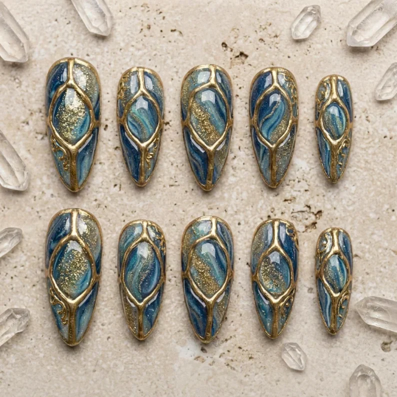 press on nails, custom press on nails, fake nails, Nails Art, stained glass nails, gold press on nails, 3d press on nails, luxury press on nails, handmade press on nails