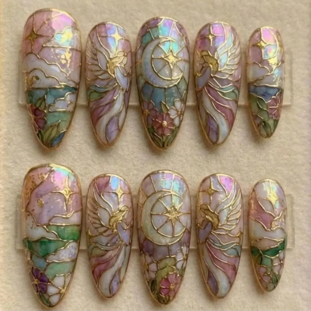 press on nails, custom press on nails, fake nails, Nails Art, stained glass nails, gold press on nails, 3d press on nails, luxury press on nails, handmade press on nails