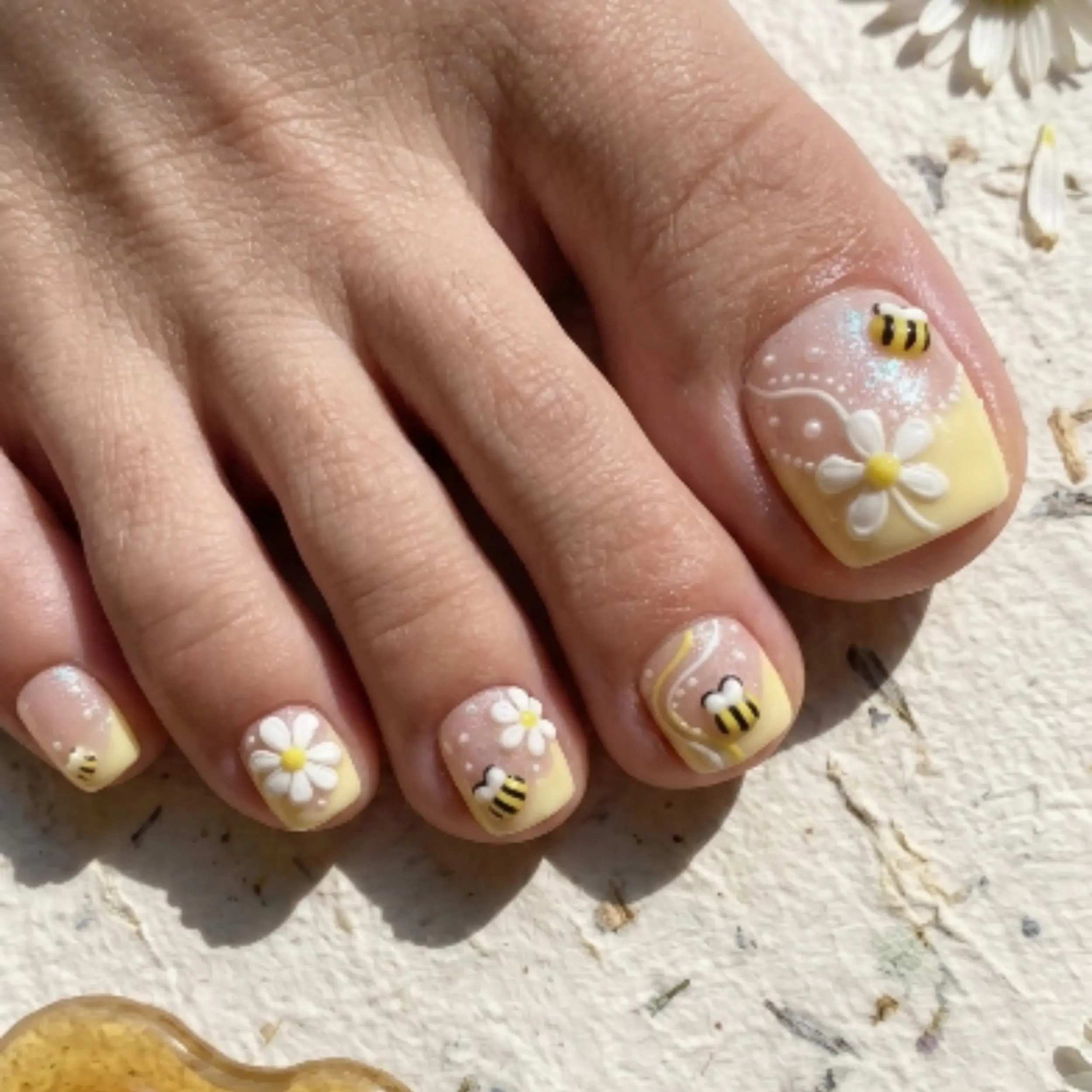 daisy press on, press on toes, press on nails, custom press on nails, fake nails, Nails Art, stained glass nails, gold press on nails, 3d press on nails, luxury press on nails, handmade press on nails