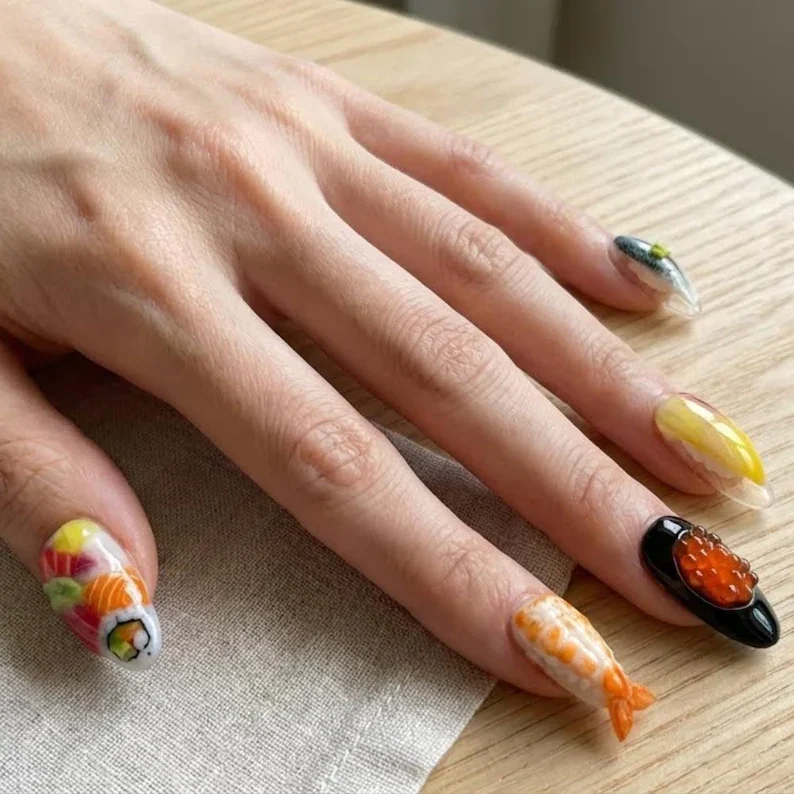hyper realistic nails, omakase platter, press on nails, custom press on nails, fake nails, Nails Art, stained glass nails, gold press on nails, 3d press on nails, luxury press on nails, handmade press on nails