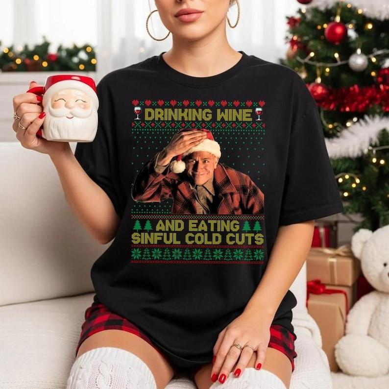 Festive Wine and Cold Cuts Sweater - Media 3
