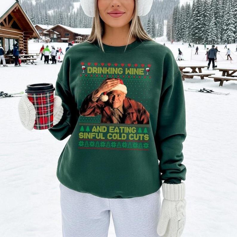 Festive Wine and Cold Cuts Sweater - Media 4