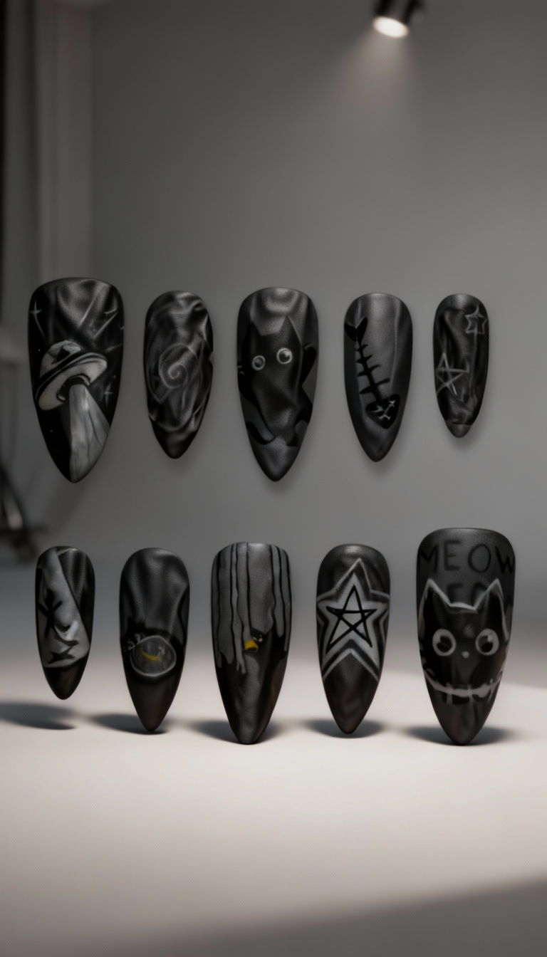 Mystic Black and White Nail Art Set