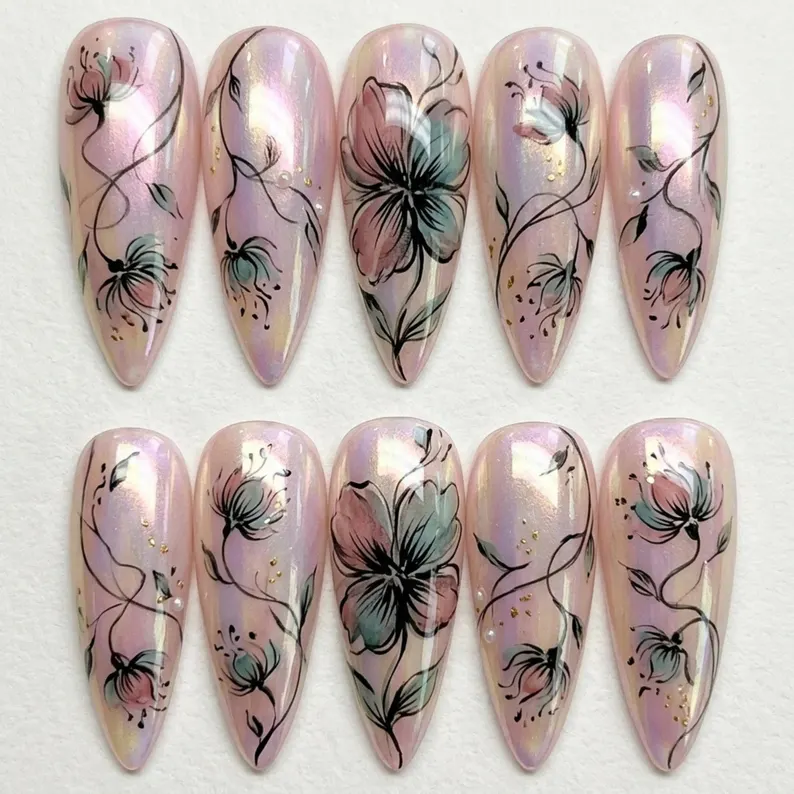 press on nails, custom press on nails, fake nails, Nails Art, stained glass nails, gold press on nails, 3d press on nails, luxury press on nails, handmade press on nails
