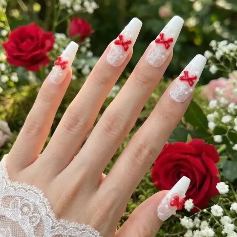 valentine nail art, pearl bridal nails, press on nails, custom press on nails, fake nails, Nails Art, stained glass nails, gold press on nails, 3d press on nails, luxury press on nails, handmade press on nails