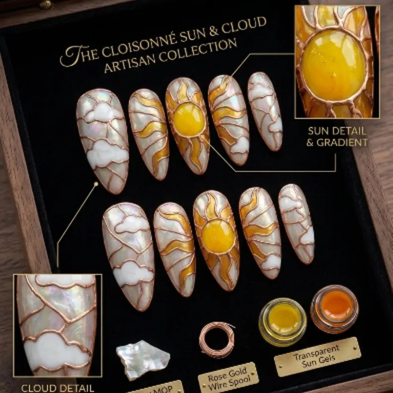 cloud press on, 3D window nails, press on nails, custom press on nails, fake nails, Nails Art, stained glass nails, gold press on nails, 3d press on nails, luxury press on nails, handmade press on nails