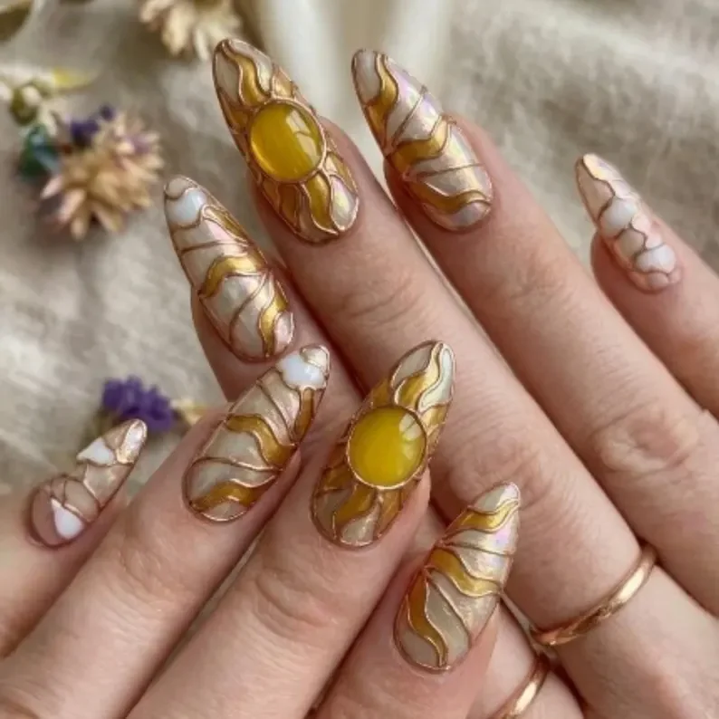 metallic leading art, window pane nails, press on nails, custom press on nails, fake nails, Nails Art, stained glass nails, gold press on nails, 3d press on nails, luxury press on nails, handmade press on nails
