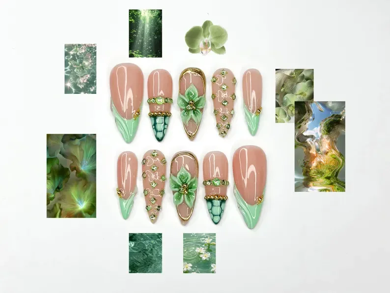 press on nails, custom press on nails, fake nails, Nails Art, stained glass nails, gold press on nails, 3d press on nails, luxury press on nails, handmade press on nails
