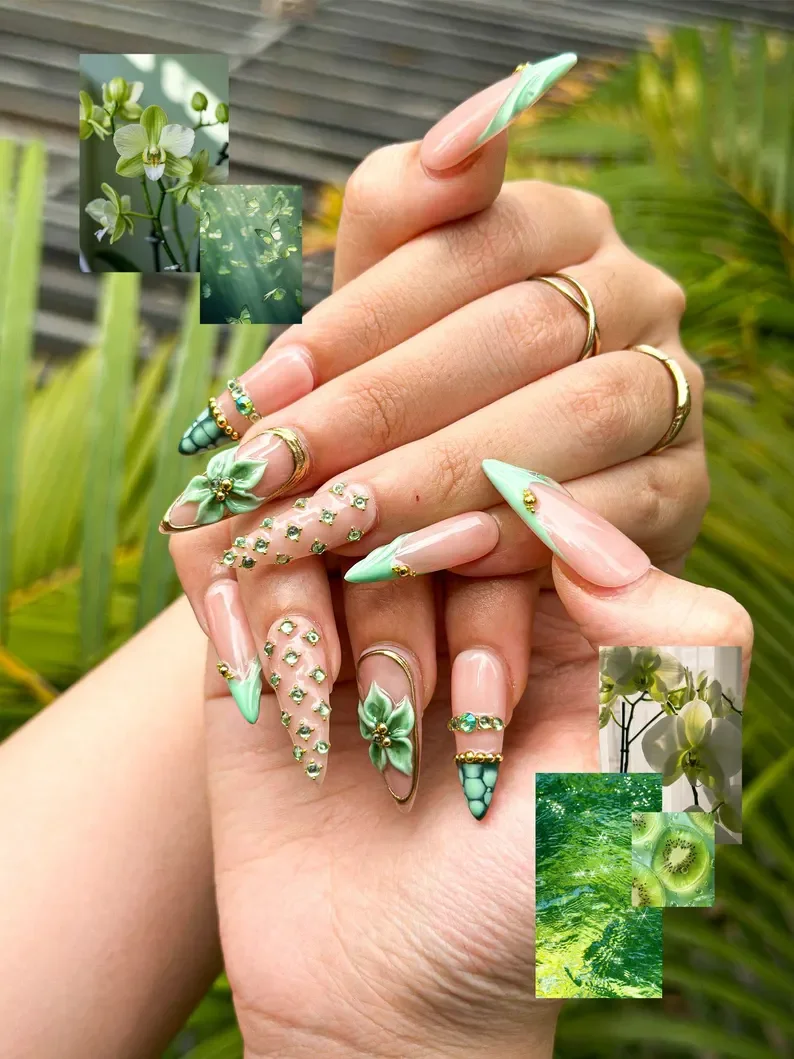 press on nails, custom press on nails, fake nails, Nails Art, stained glass nails, gold press on nails, 3d press on nails, luxury press on nails, handmade press on nails