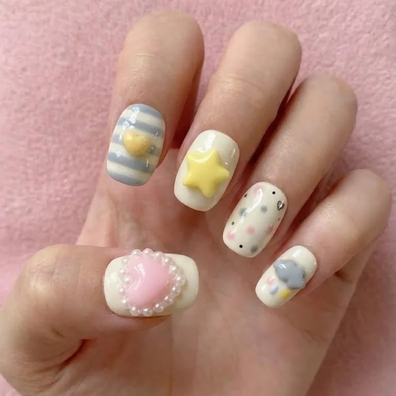press on nail set, short square nails, press on nails, custom press on nails, fake nails, Nails Art, stained glass nails, gold press on nails, 3d press on nails, luxury press on nails, handmade press on nails