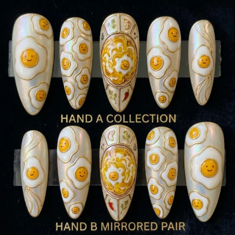 3D smiley face, gold filigree, press on nails, custom press on nails, fake nails, Nails Art, stained glass nails, gold press on nails, 3d press on nails, luxury press on nails, handmade press on nails