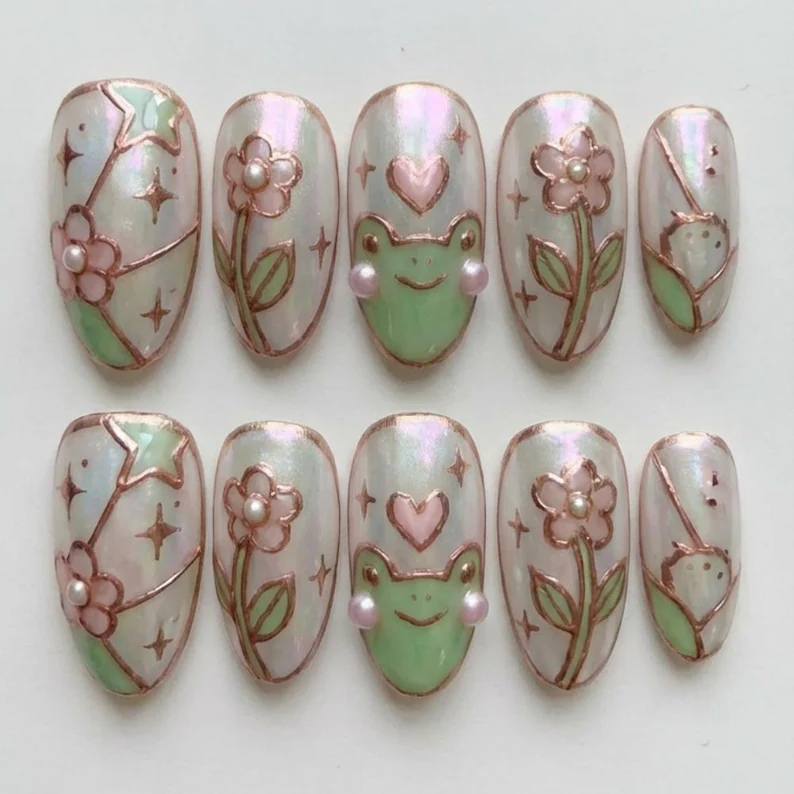 luxury stained glass, press on nails, custom press on nails, fake nails, Nails Art, stained glass nails, gold press on nails, 3d press on nails, luxury press on nails, handmade press on nails