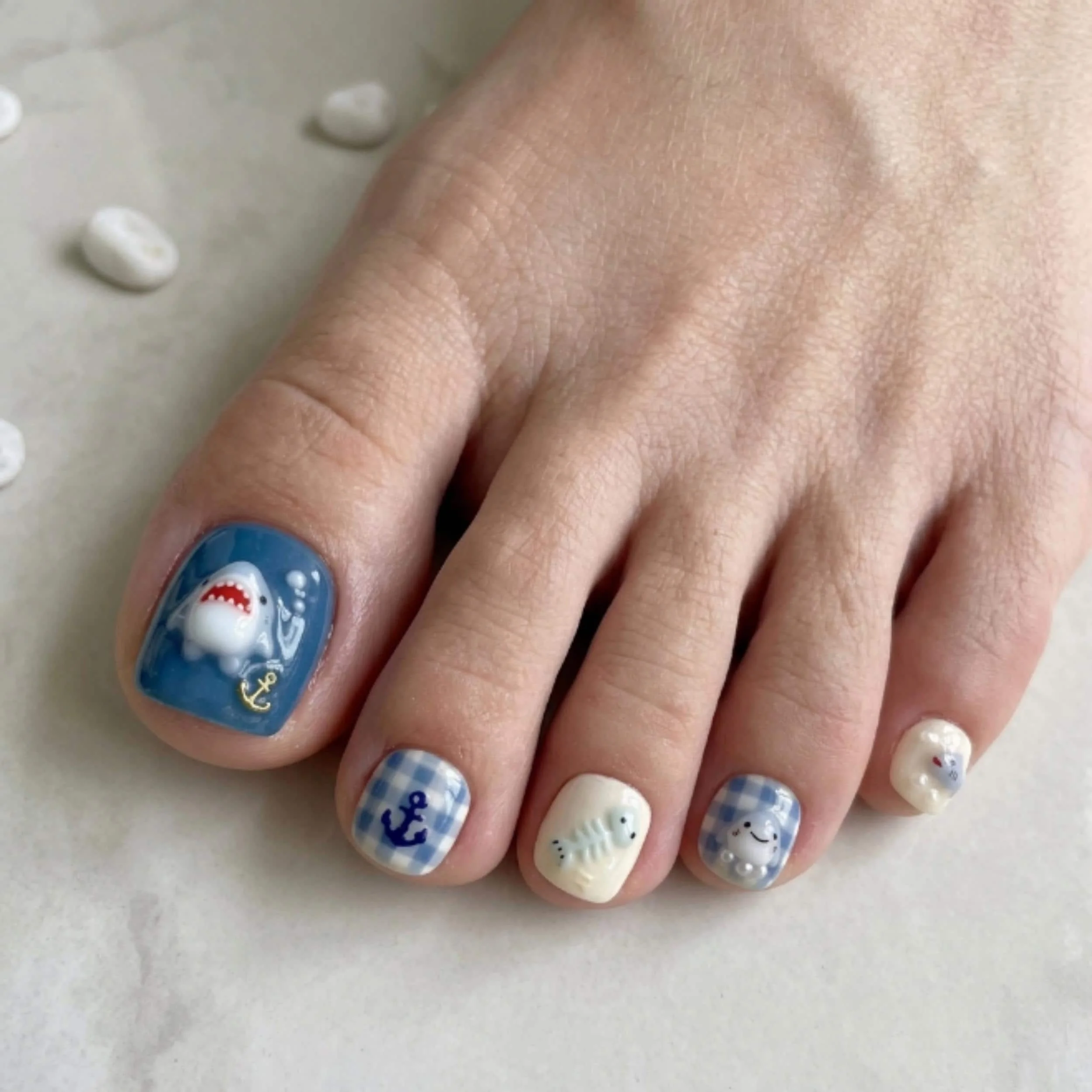press on toes, blue gingham, press on nails, custom press on nails, fake nails, Nails Art, stained glass nails, gold press on nails, 3d press on nails, luxury press on nails, handmade press on nails