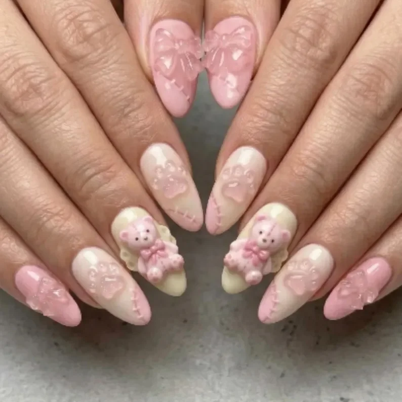 kawaii nails, press on manicure, press on nails, custom press on nails, fake nails, Nails Art, stained glass nails, gold press on nails, 3d press on nails, luxury press on nails, handmade press on nails