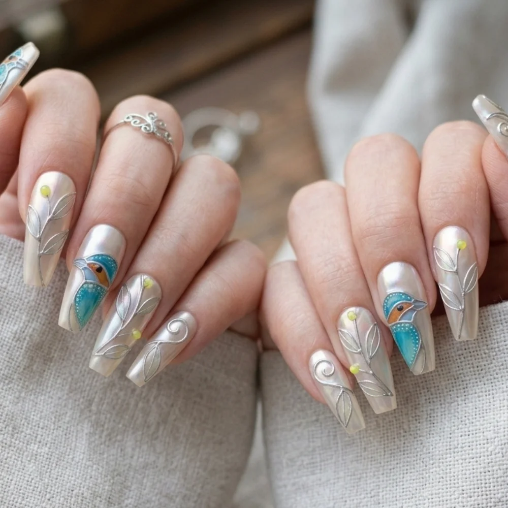 luxury handmade, botanical false nails, press on nails, custom press on nails, fake nails, Nails Art, stained glass nails, gold press on nails, 3d press on nails, luxury press on nails, handmade press on nails