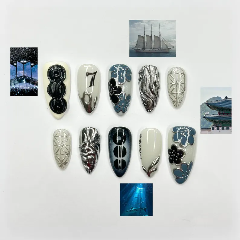 press on nails, custom press on nails, fake nails, Nails Art, stained glass nails, gold press on nails, 3d press on nails, luxury press on nails, handmade press on nails