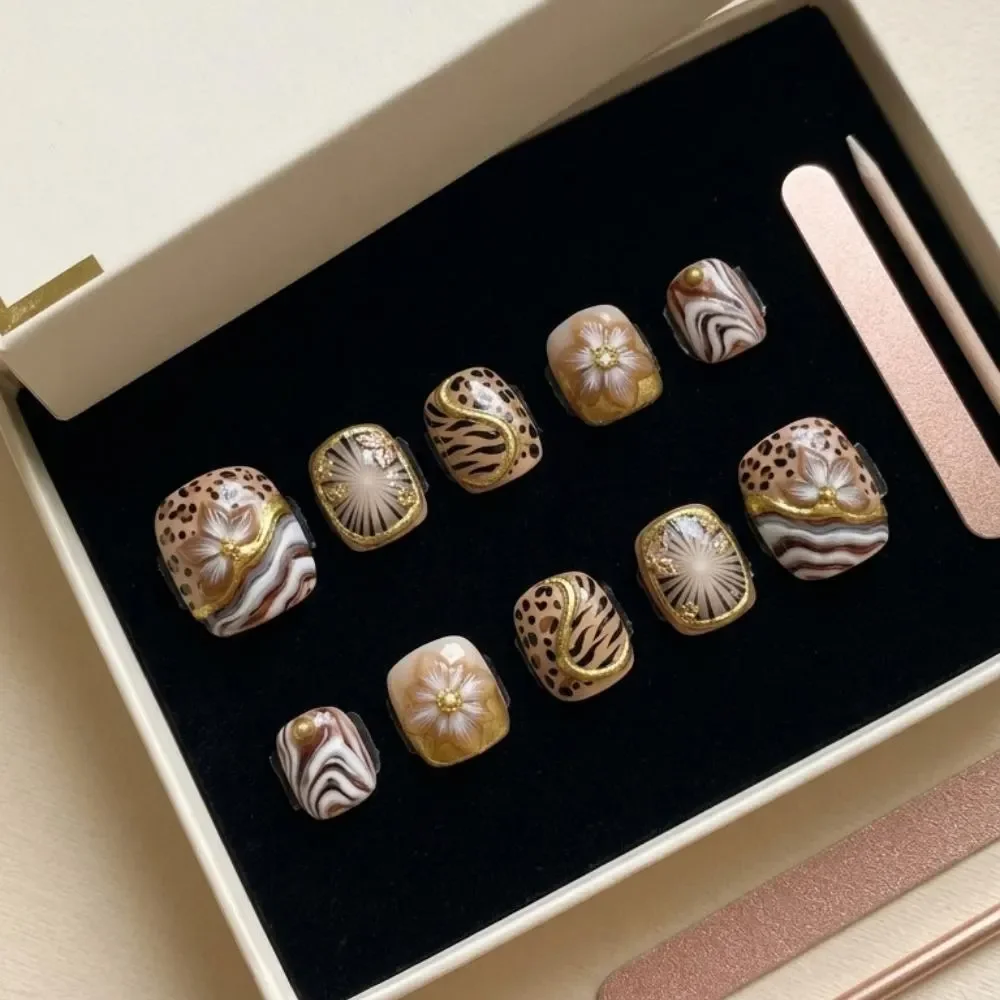 leopard toe nails, 3D fake nails, press on nails, custom press on nails, fake nails, Nails Art, stained glass nails, gold press on nails, 3d press on nails, luxury press on nails, handmade press on nails
