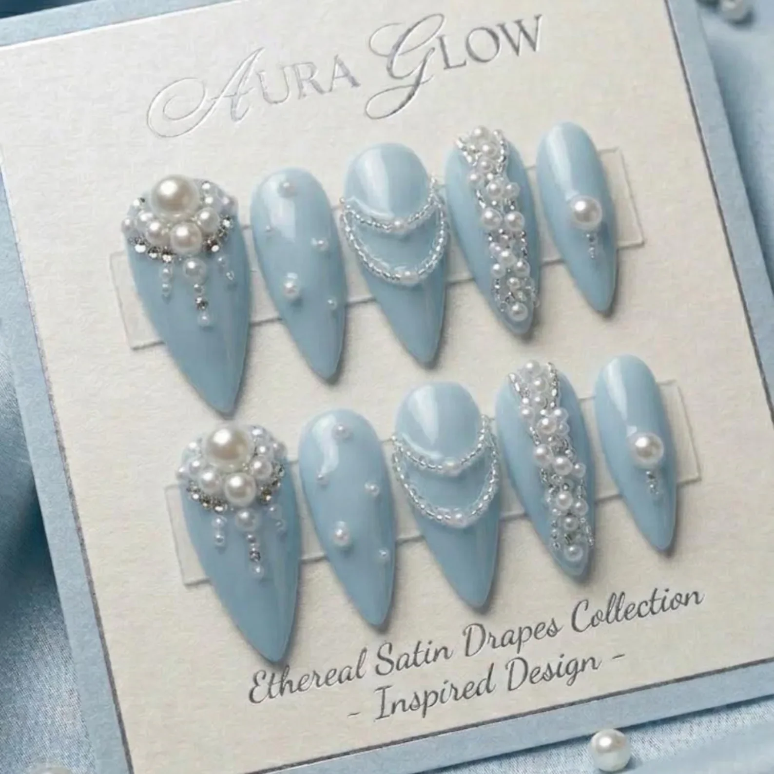 light blue stiletto nails, stiletto press on, press on nails, custom press on nails, fake nails, Nails Art, stained glass nails, gold press on nails, 3d press on nails, luxury press on nails, handmade press on nails
