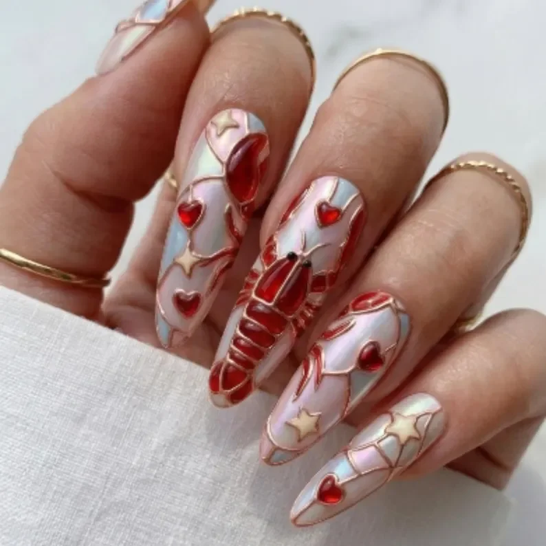 stained glass nails, rose gold press on, press on nails, custom press on nails, fake nails, Nails Art, gold press on nails, 3d press on nails, luxury press on nails, handmade press on nails