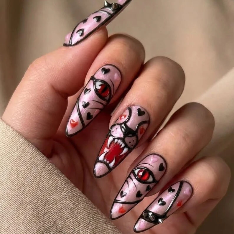 stained glass nails, press-on nails, press on nails, custom press on nails, fake nails, Nails Art, gold press on nails, 3d press on nails, luxury press on nails, handmade press on nails