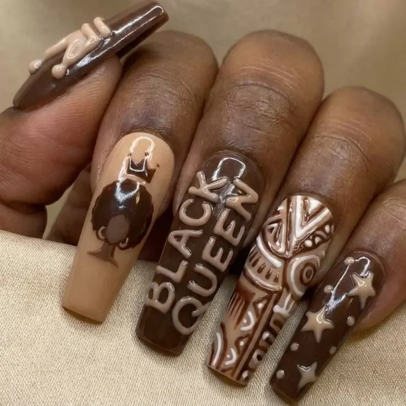 press on nails, queen empowerment nails, custom press on nails, fake nails, Nails Art, stained glass nails, gold press on nails, 3d press on nails, luxury press on nails, handmade press on nails