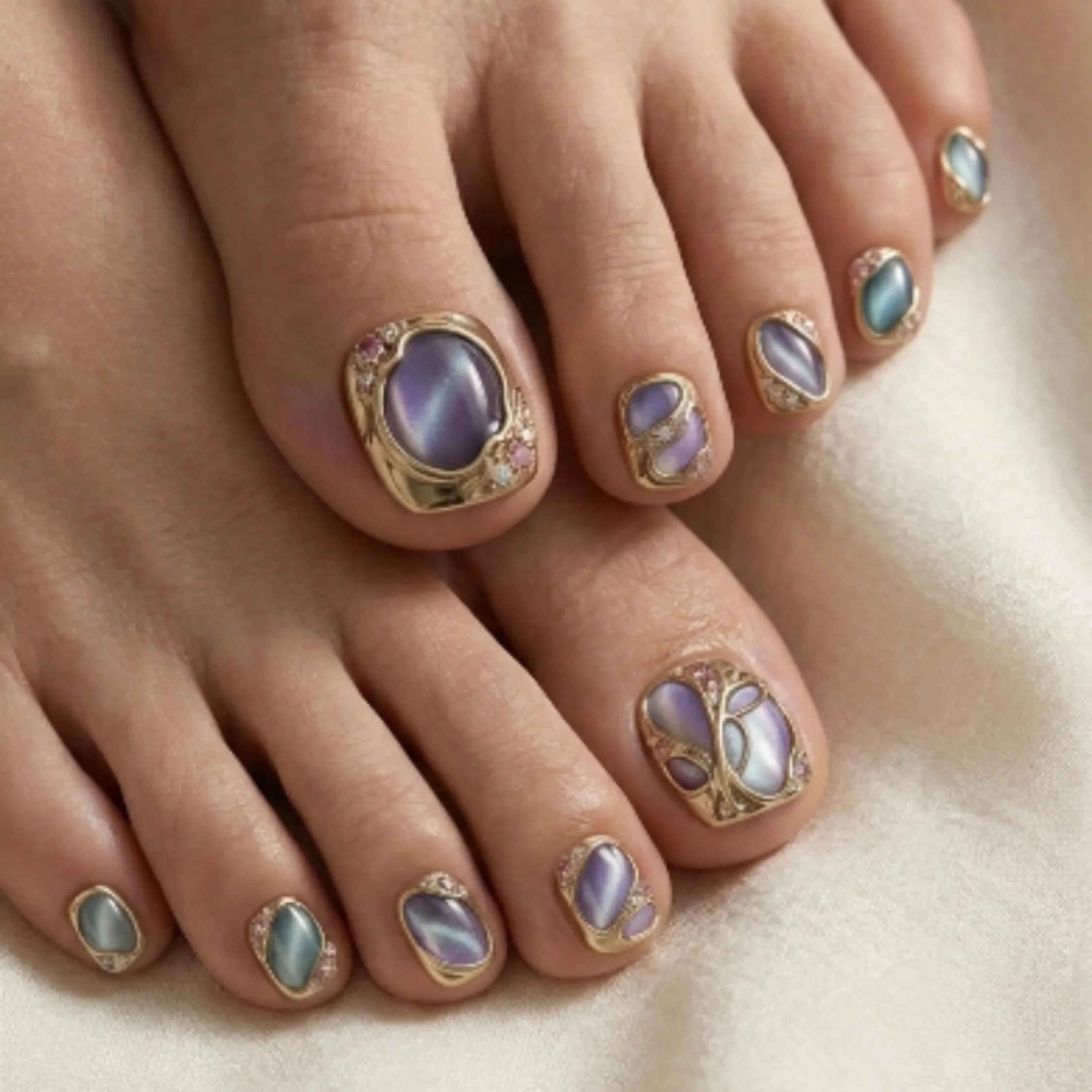 press on toes, shifting purple, press on nails, custom press on nails, fake nails, Nails Art, stained glass nails, gold press on nails, 3d press on nails, luxury press on nails, handmade press on nails