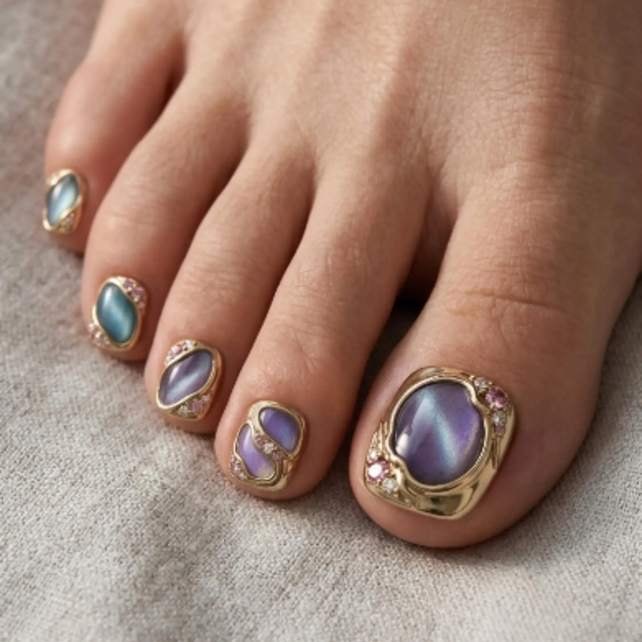 chrome toe nails, 3D cat eye, press on nails, custom press on nails, fake nails, Nails Art, stained glass nails, gold press on nails, 3d press on nails, luxury press on nails, handmade press on nails