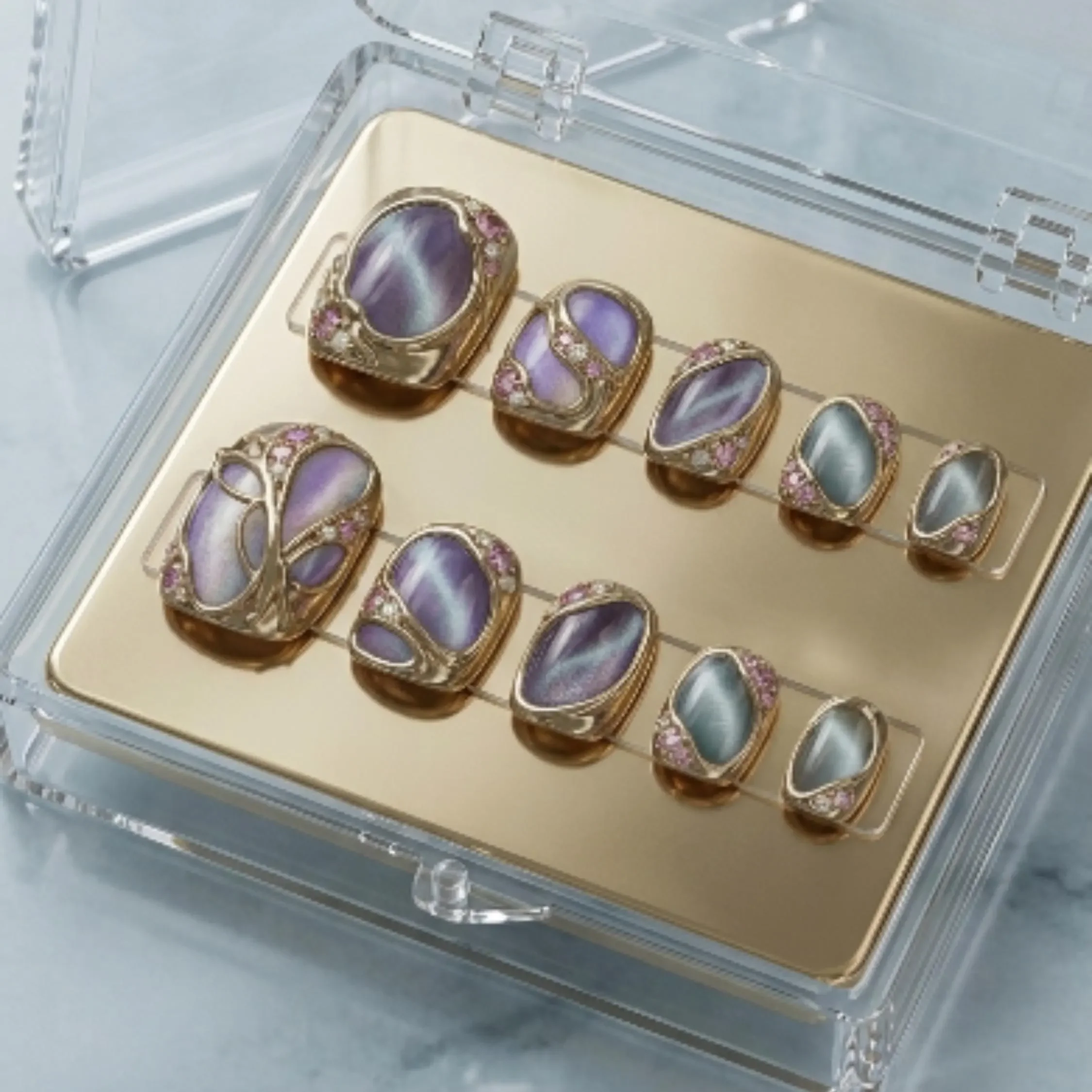 purple teal nails, luxury 3D gold, press on nails, custom press on nails, fake nails, Nails Art, stained glass nails, gold press on nails, 3d press on nails, luxury press on nails, handmade press on nails