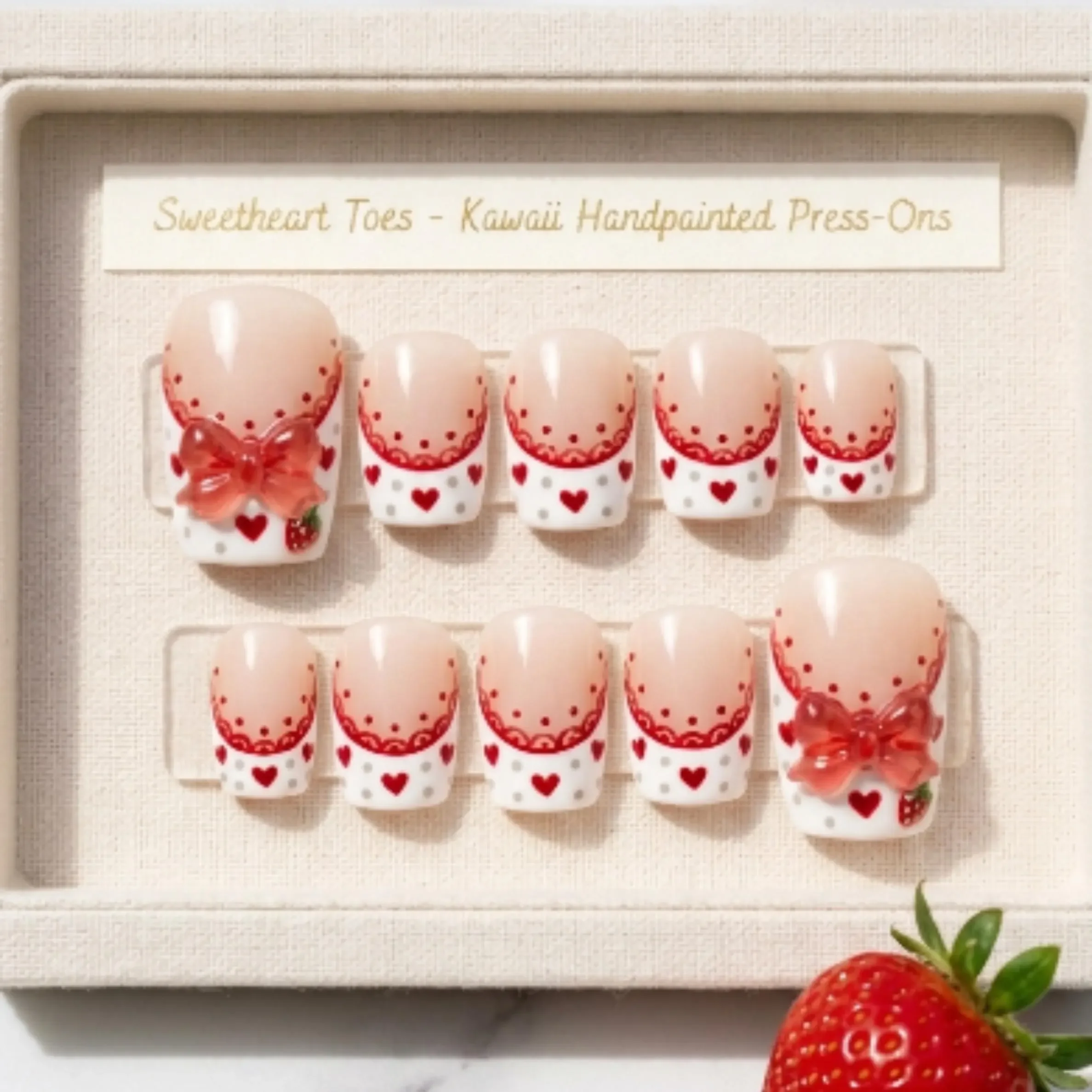 kawaii pedicure, red lace toes, press on nails, custom press on nails, fake nails, Nails Art, stained glass nails, gold press on nails, 3d press on nails, luxury press on nails, handmade press on nails
