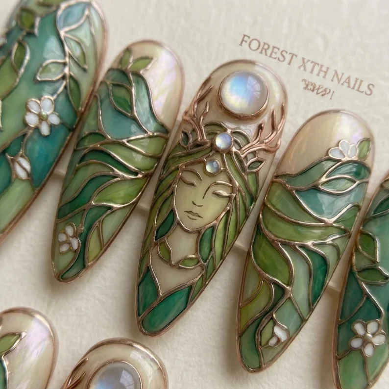 press on nails, custom press on nails, fake nails, Nails Art, stained glass nails, gold press on nails, 3d press on nails, luxury press on nails, handmade press on nails
