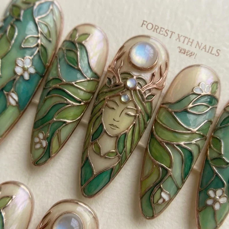press on nails, custom press on nails, fake nails, Nails Art, stained glass nails, gold press on nails, 3d press on nails, luxury press on nails, handmade press on nails