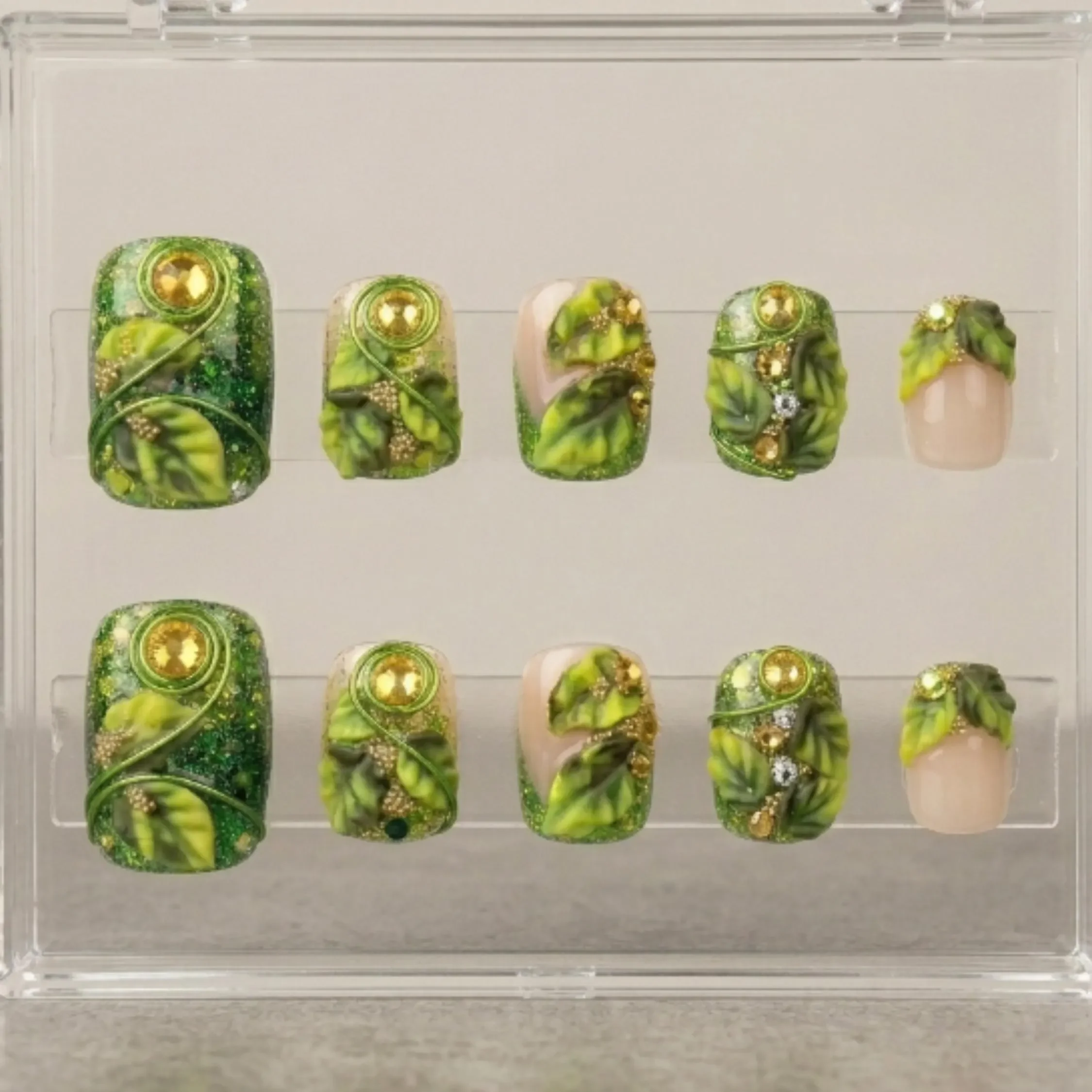 luxury 3D press on toes, earth day pedicure, press on nails, custom press on nails, fake nails, Nails Art, stained glass nails, gold press on nails, 3d press on nails, luxury press on nails, handmade press on nails