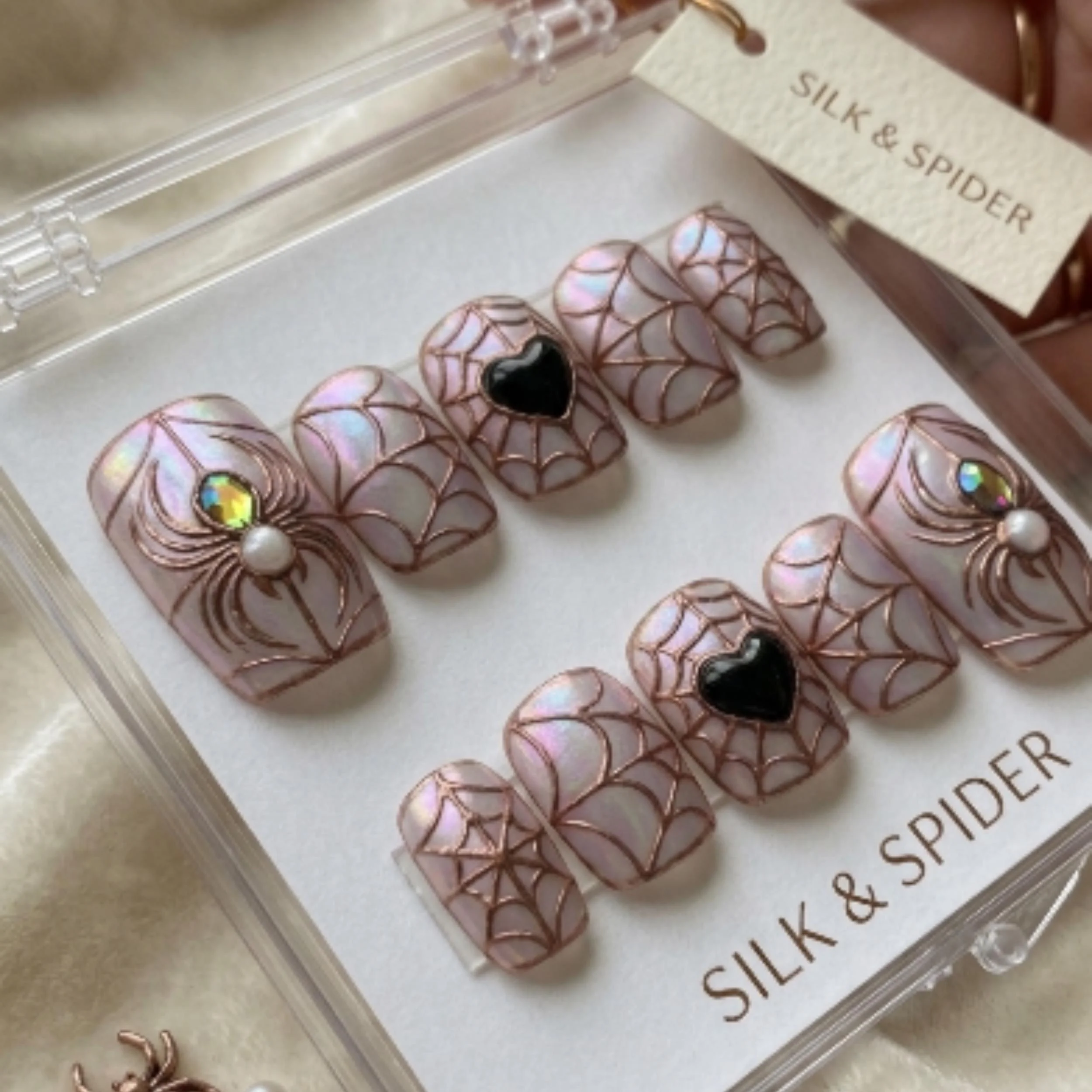 nocturnal design, luxury 3D, press on nails, custom press on nails, fake nails, Nails Art, stained glass nails, gold press on nails, 3d press on nails, luxury press on nails, handmade press on nails
