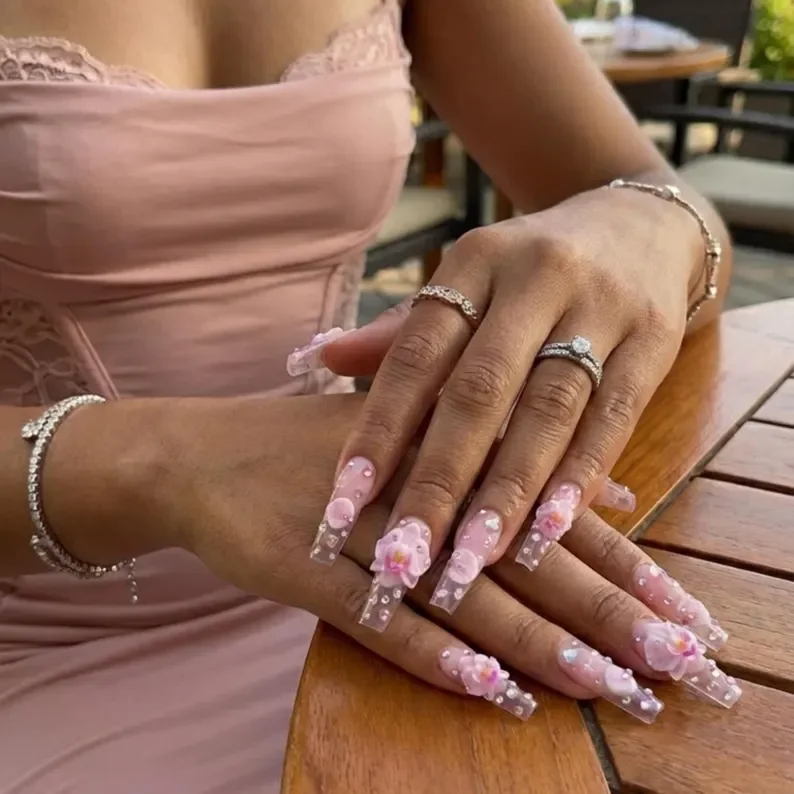 handmade botanical art, press on nail set, press on nails, custom press on nails, fake nails, Nails Art, stained glass nails, gold press on nails, 3d press on nails, luxury press on nails, handmade press on nails
