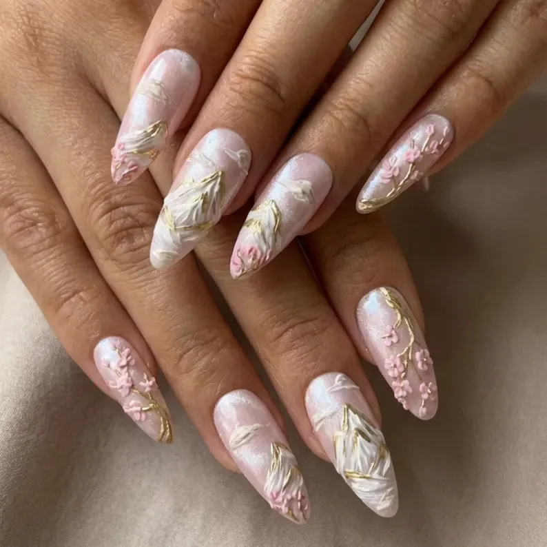 Japanese landscape nails, hand-painted nails, press on nails, custom press on nails, fake nails, Nails Art, stained glass nails, gold press on nails, 3d press on nails, luxury press on nails, handmade press on nails