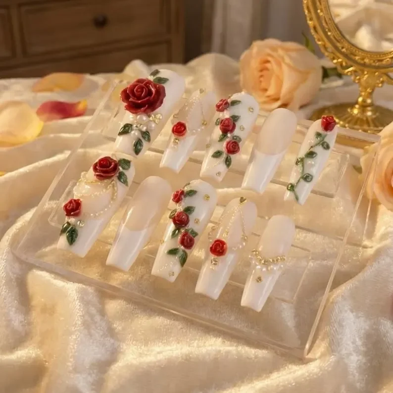 milky white nails, art press on, press on nails, custom press on nails, fake nails, Nails Art, stained glass nails, gold press on nails, 3d press on nails, luxury press on nails, handmade press on nails