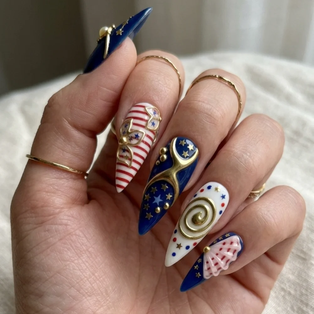 luxury fake nails, 3D gold star nails, press on nails, custom press on nails, fake nails, Nails Art, stained glass nails, gold press on nails, 3d press on nails, luxury press on nails, handmade press on nails