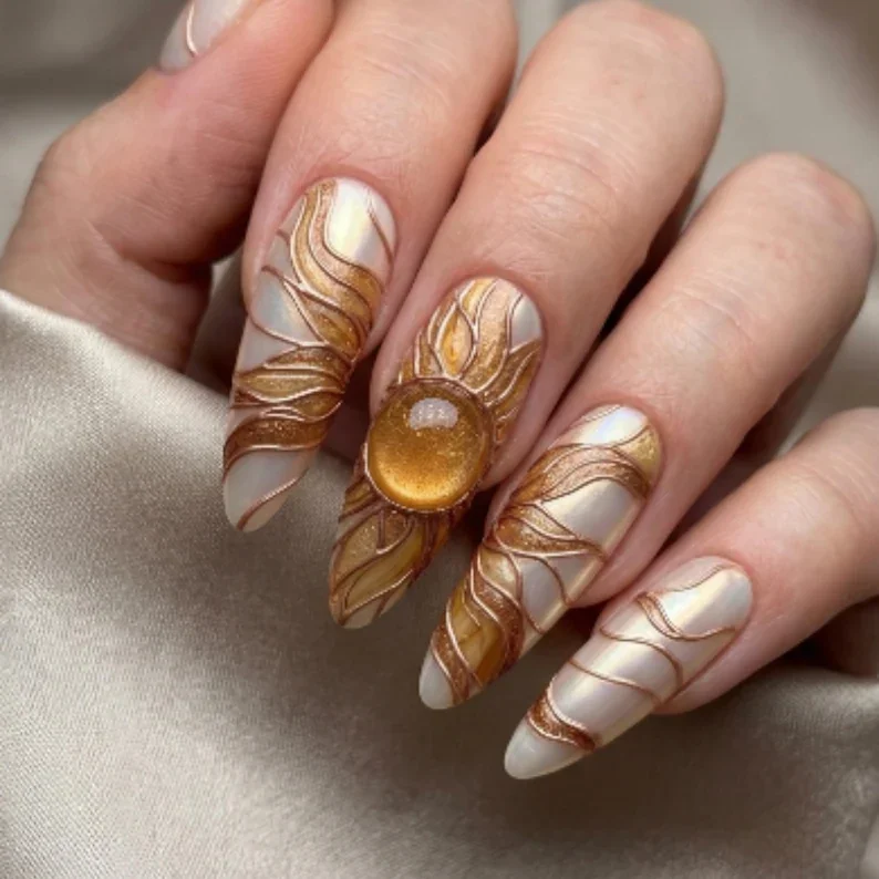 press on nails, rose gold chrome, custom press on nails, fake nails, Nails Art, stained glass nails, gold press on nails, 3d press on nails, luxury press on nails, handmade press on nails