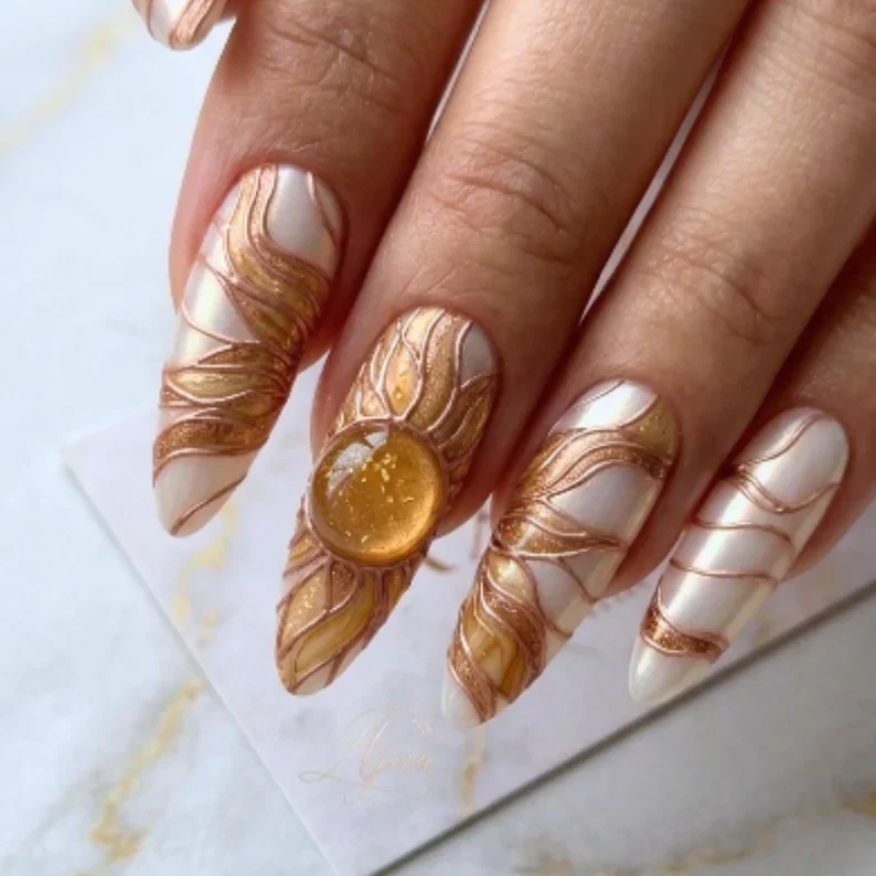 3D chrome nail art, rose gold nail art, press on nails, custom press on nails, fake nails, Nails Art, stained glass nails, gold press on nails, 3d press on nails, luxury press on nails, handmade press on nails