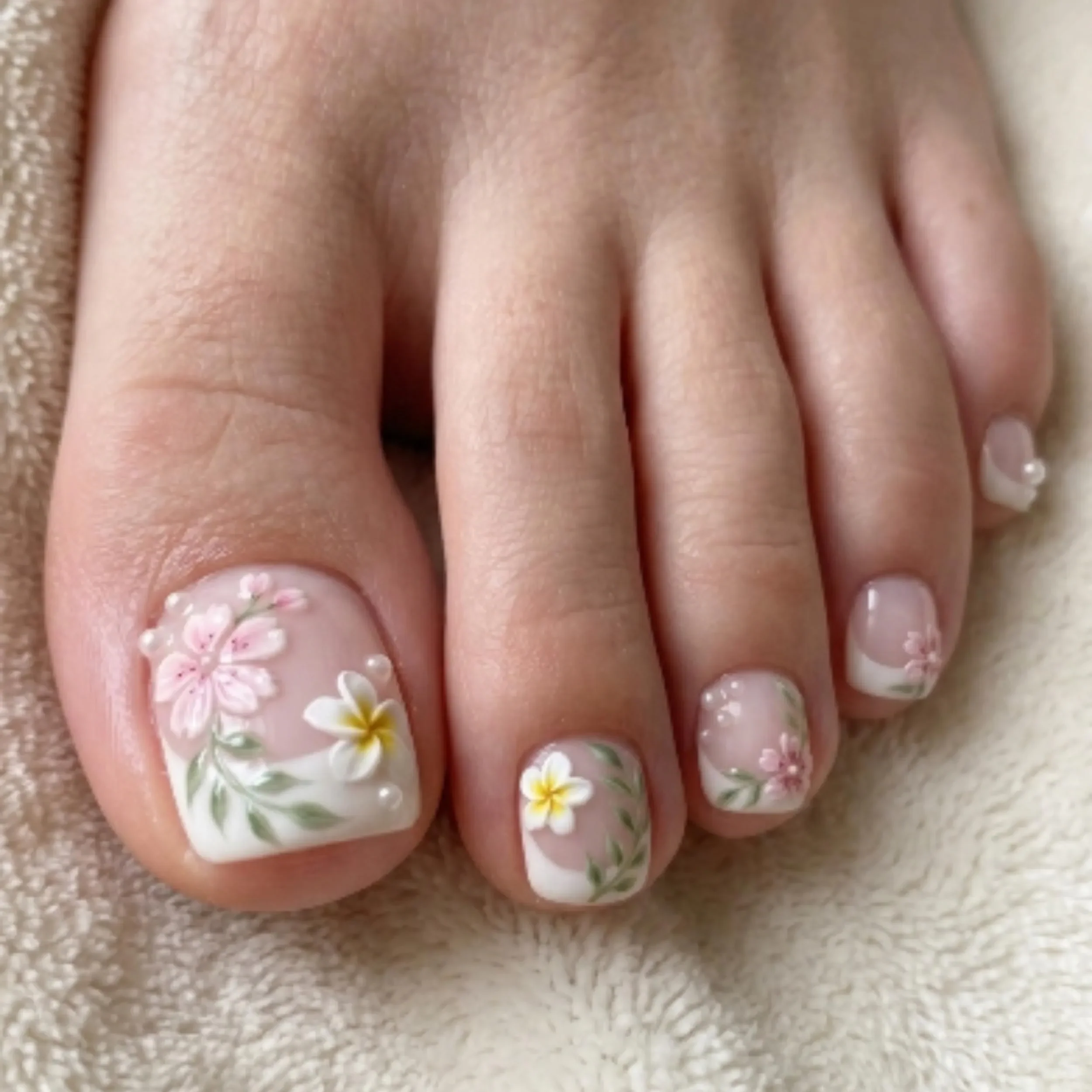 toes press on, tropical blossom, press on nails, custom press on nails, fake nails, Nails Art, stained glass nails, gold press on nails, 3d press on nails, luxury press on nails, handmade press on nails