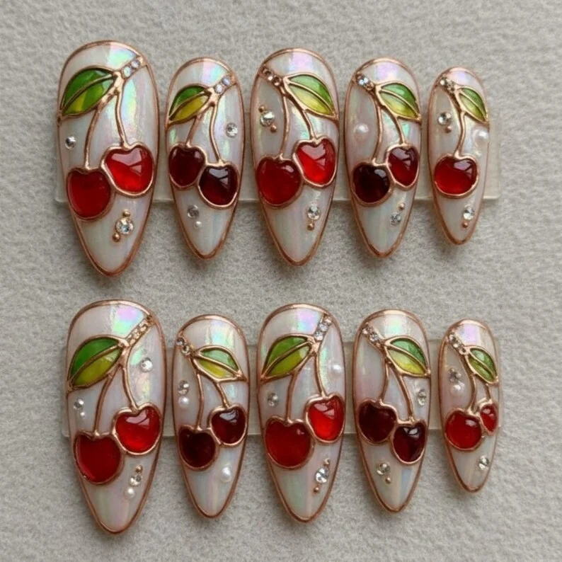press on nails, 3D iridescent, custom press on nails, fake nails, Nails Art, stained glass nails, gold press on nails, 3d press on nails, luxury press on nails, handmade press on nails