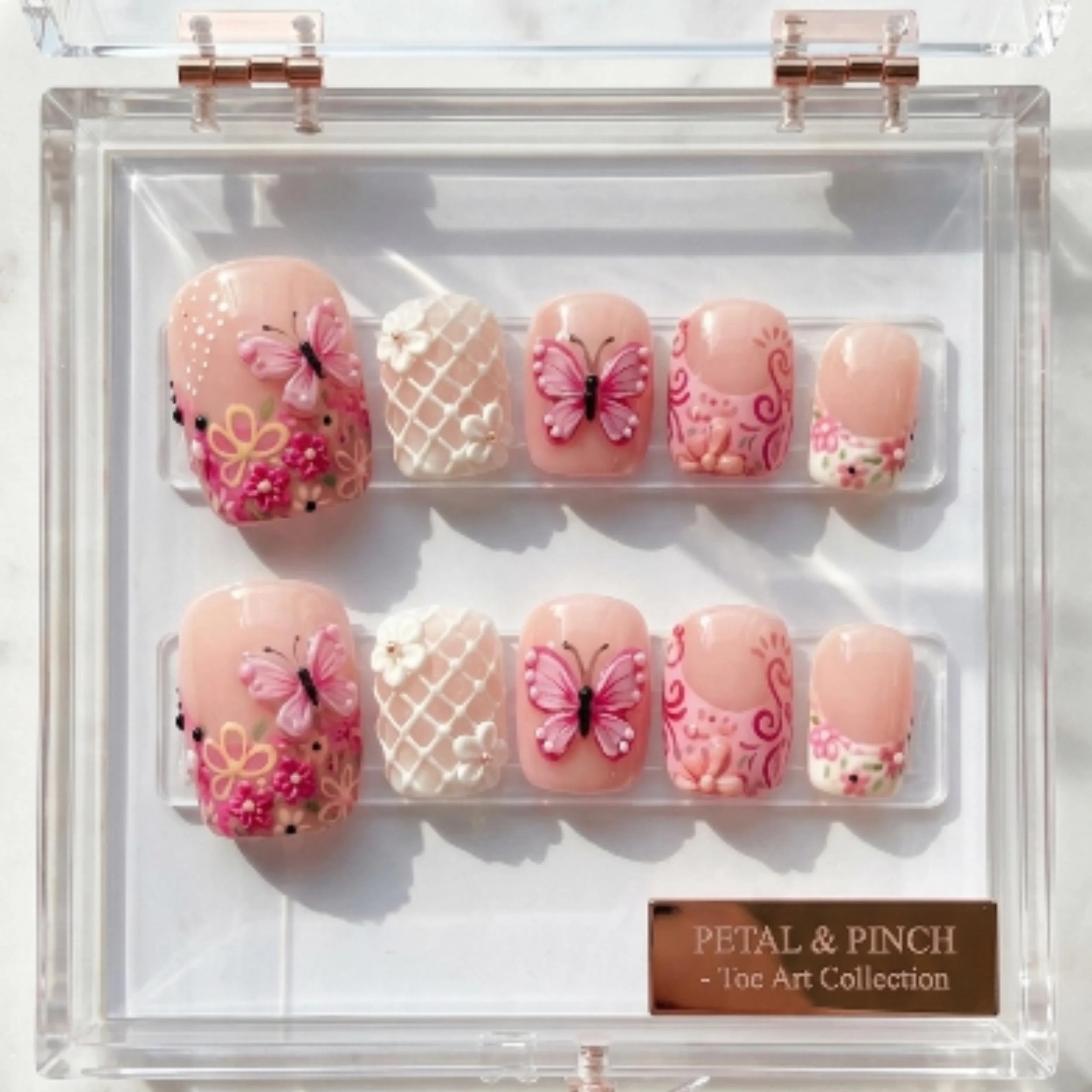 luxury press on toes, enchanted butterfly garden, press on nails, custom press on nails, fake nails, Nails Art, stained glass nails, gold press on nails, 3d press on nails, luxury press on nails, handmade press on nails